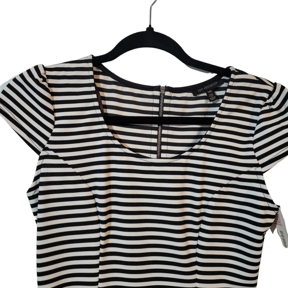 Jodi Kristopher black and white striped dress  size 5/6 - Picture 2 of 10